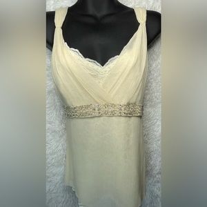 Antonio Melani Silk Lace Cream Top | Size 6
